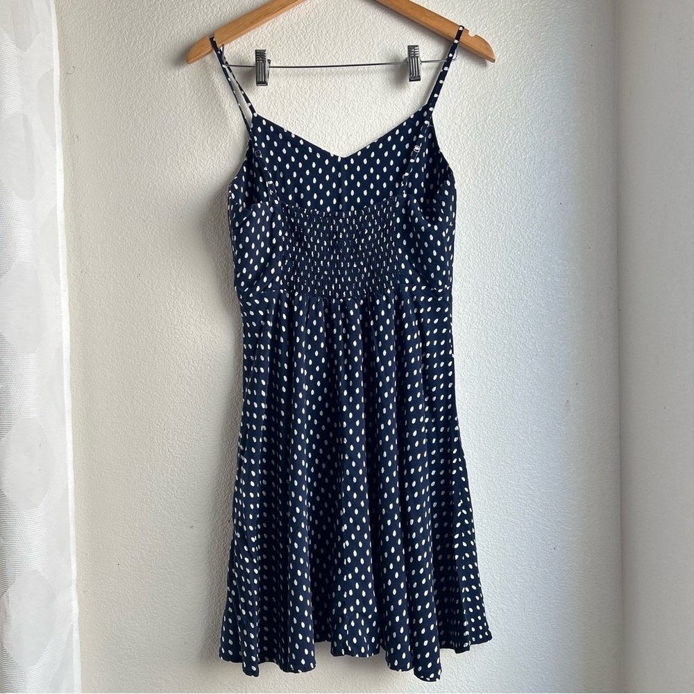Gap | Navy Polka Dot Fit and Flare Mini Dress - Picture 4 of 13